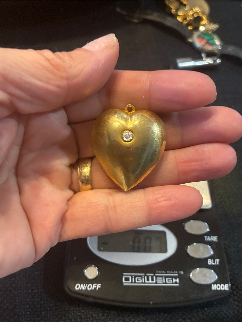 Gold puff Heart locket music love me tender